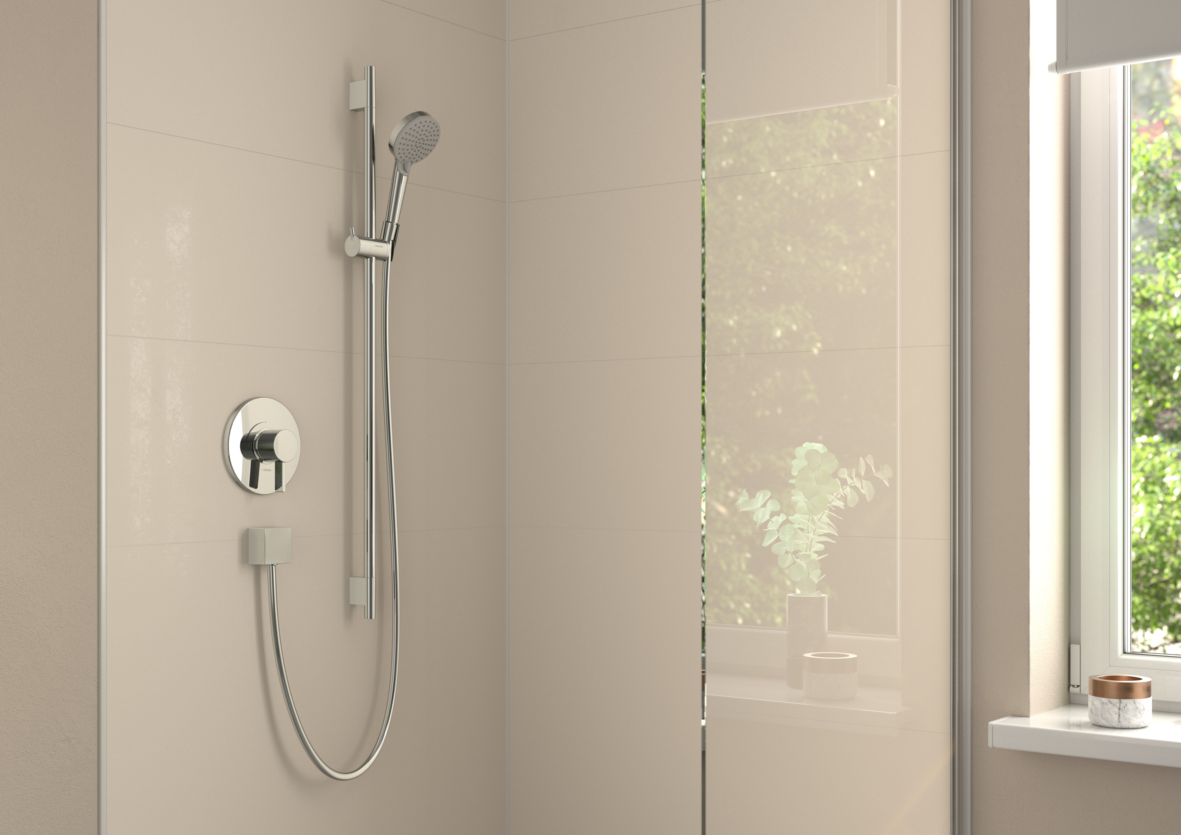Close-up: Shower bar S Puro 90 cm with Isiflex shower hose 160 cm 1