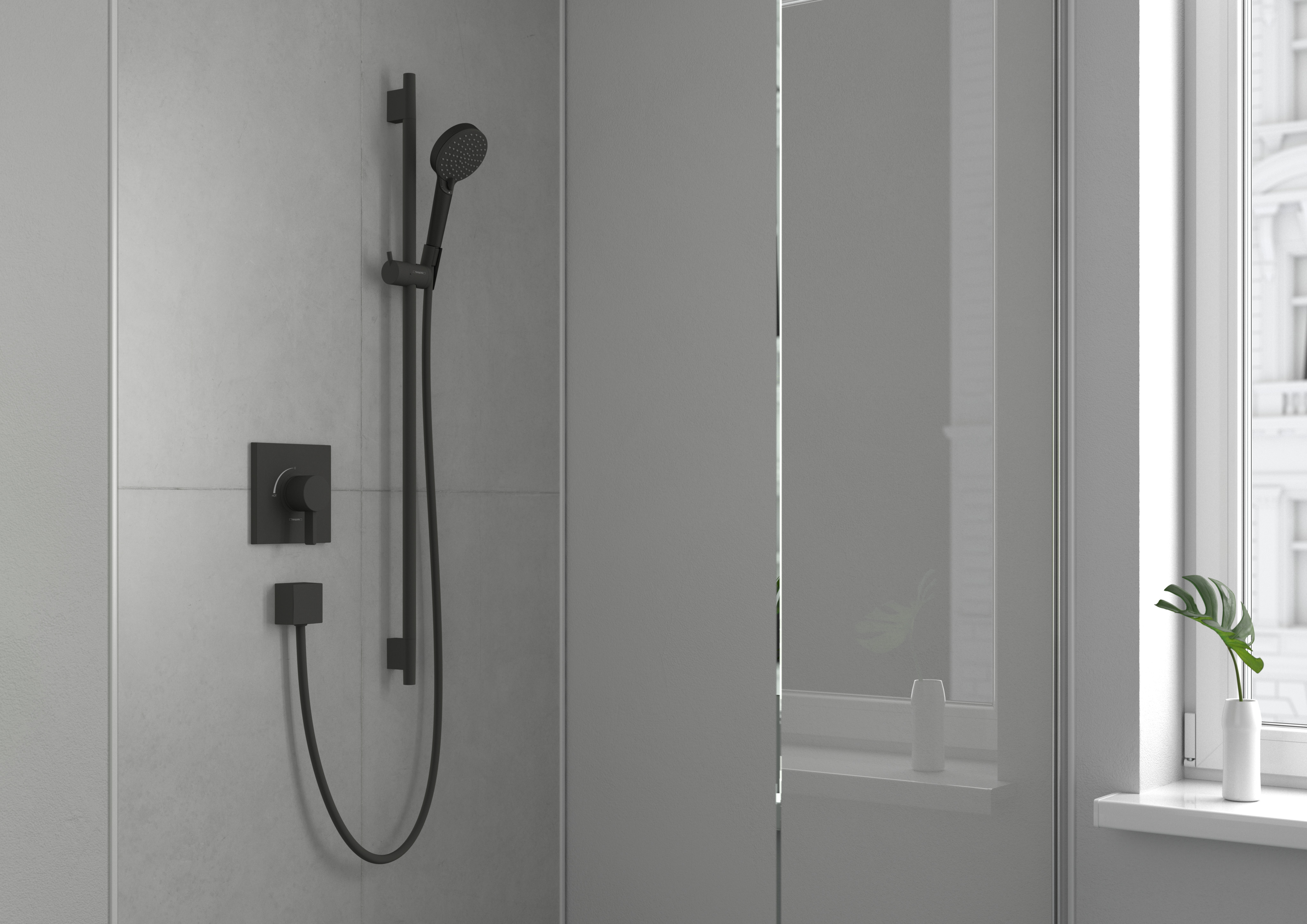 Close-up: Shower bar S Puro 90 cm with Isiflex shower hose 160 cm 1