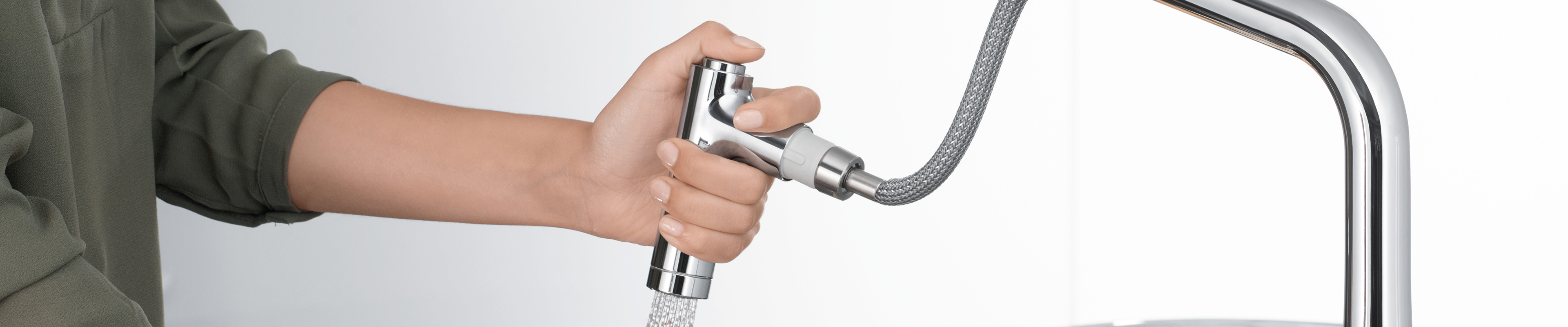 Overview of hansgrohe kitchen product ranges.