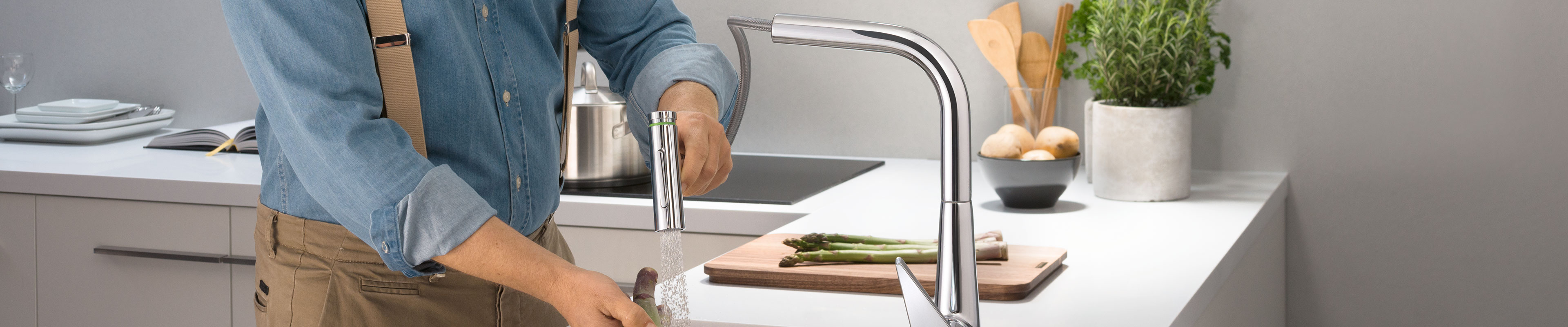 hansgrohe Talis M51 kitchen tap with multi-jet hand spray.