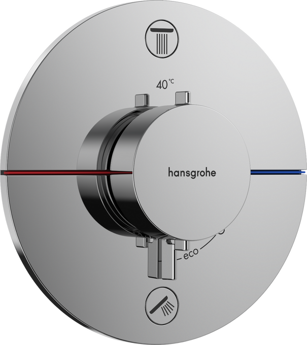 Thermostat for concealed installation for 2 functions with integrated security combination according to EN1717